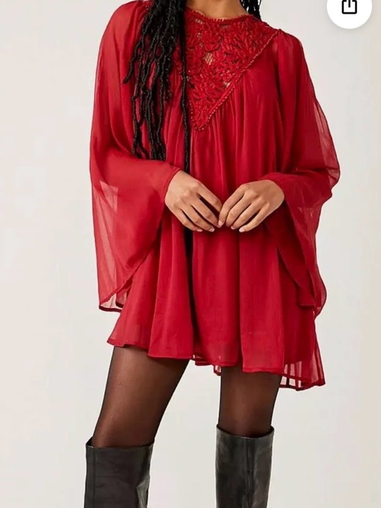 Free People Dresses & Skirts - NWT Free People Sunshine of Love Mini Dress Berry Boho Lace, M